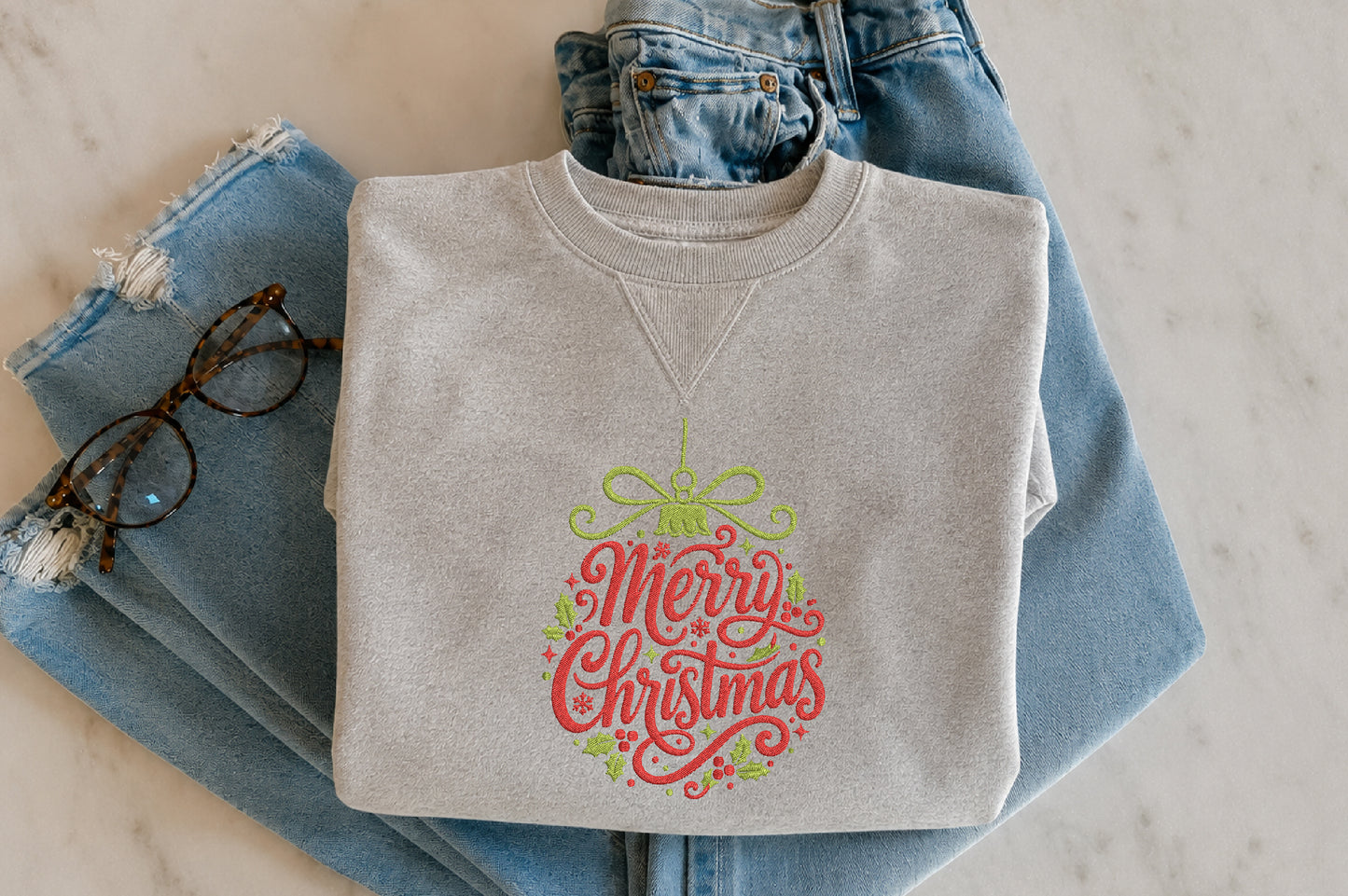 Merry Christmas Embroidery Design – Festive Christmas Machine Embroidery Pattern, Holiday Embroidery Design