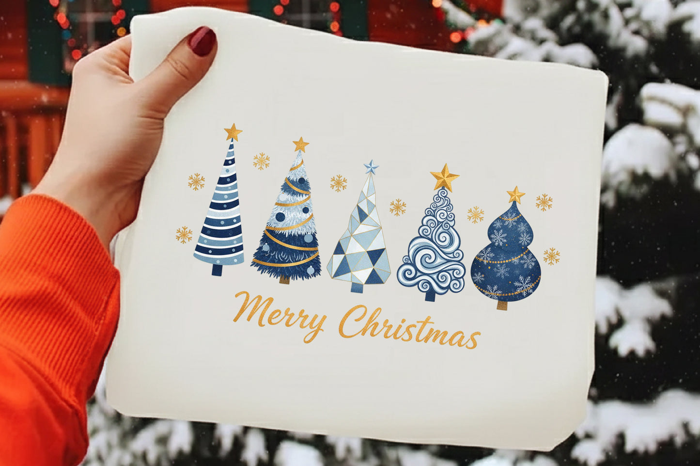 Elegant Blue Christmas Tree Merry Christmas PNG