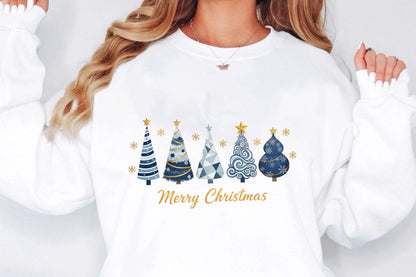 Elegant Blue Christmas Tree Merry Christmas PNG