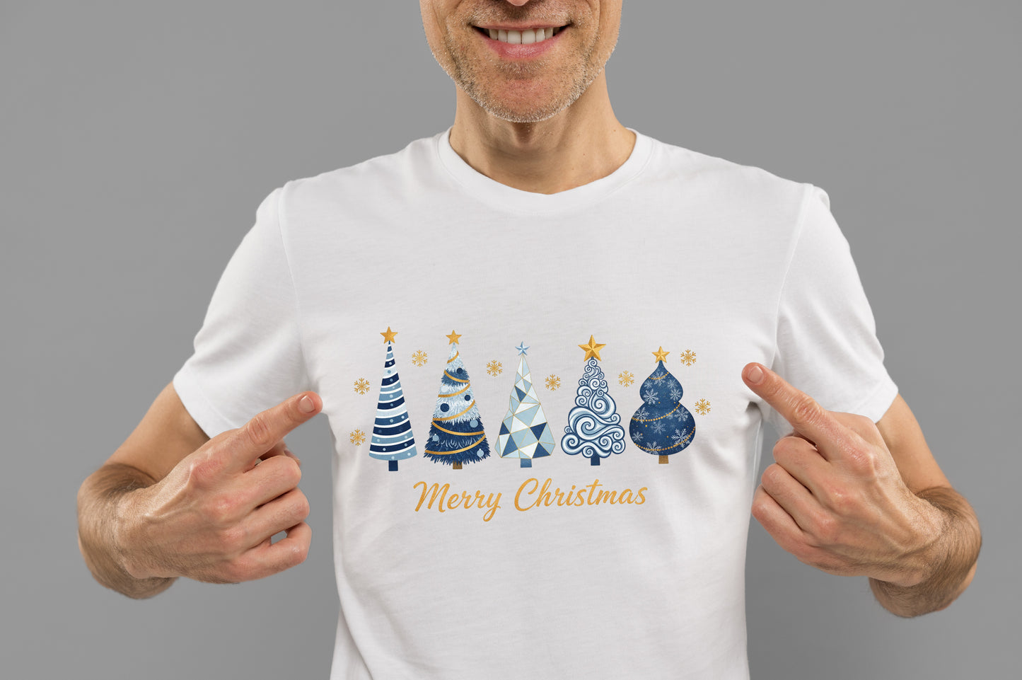 Blue Christmas Trees Merry Christmas PNG