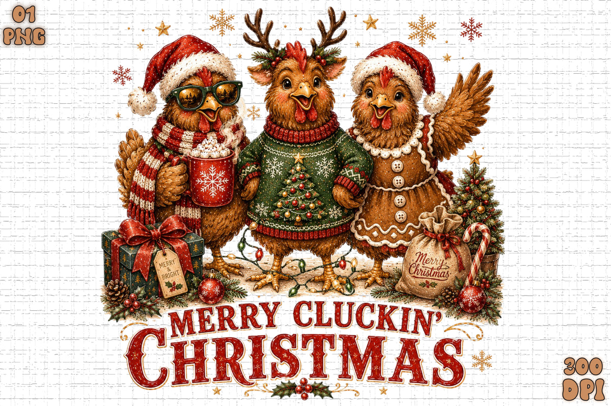 Merry Cluckin Christmas Chicken PNG