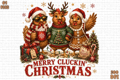 Merry Cluckin Christmas Chicken PNG