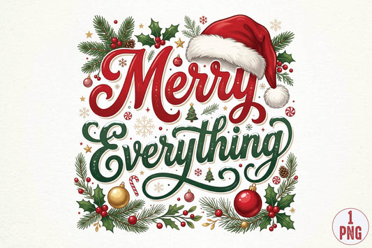 Merry Everything Christmas PNG, Christmas Sublimation Design, Holiday Shirt PNG, Merry Everything Graphic, Festive Christmas PNG