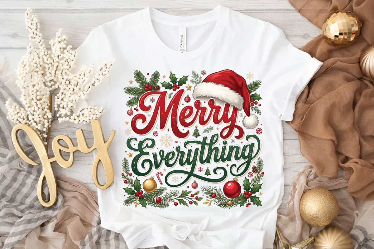Merry Everything Christmas PNG, Christmas Sublimation Design, Holiday Shirt PNG, Merry Everything Graphic, Festive Christmas PNG