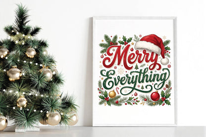 Merry Everything Christmas PNG, Christmas Sublimation Design, Holiday Shirt PNG, Merry Everything Graphic, Festive Christmas PNG