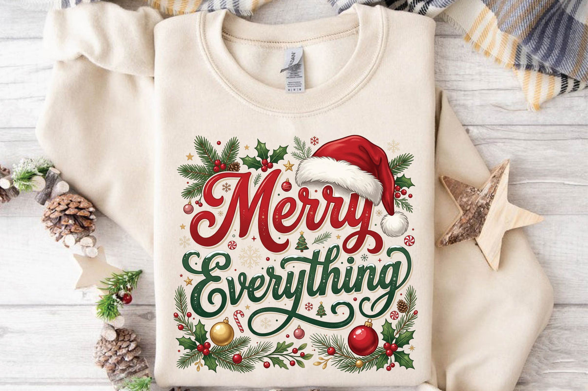 Merry Everything Christmas PNG, Christmas Sublimation Design, Holiday Shirt PNG, Merry Everything Graphic, Festive Christmas PNG