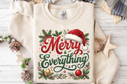 Merry Everything Christmas PNG, Christmas Sublimation Design, Holiday Shirt PNG, Merry Everything Graphic, Festive Christmas PNG