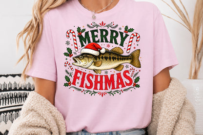 Merry Fishmas Christmas Fishing PNG Sublimation Design