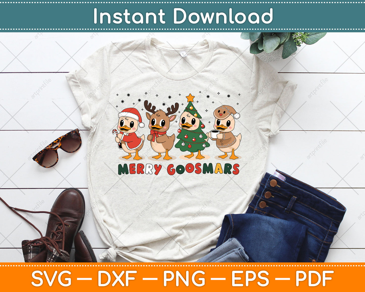 Funny Christmas SVG Silly Goose Funny Christmas T-Shirt Design