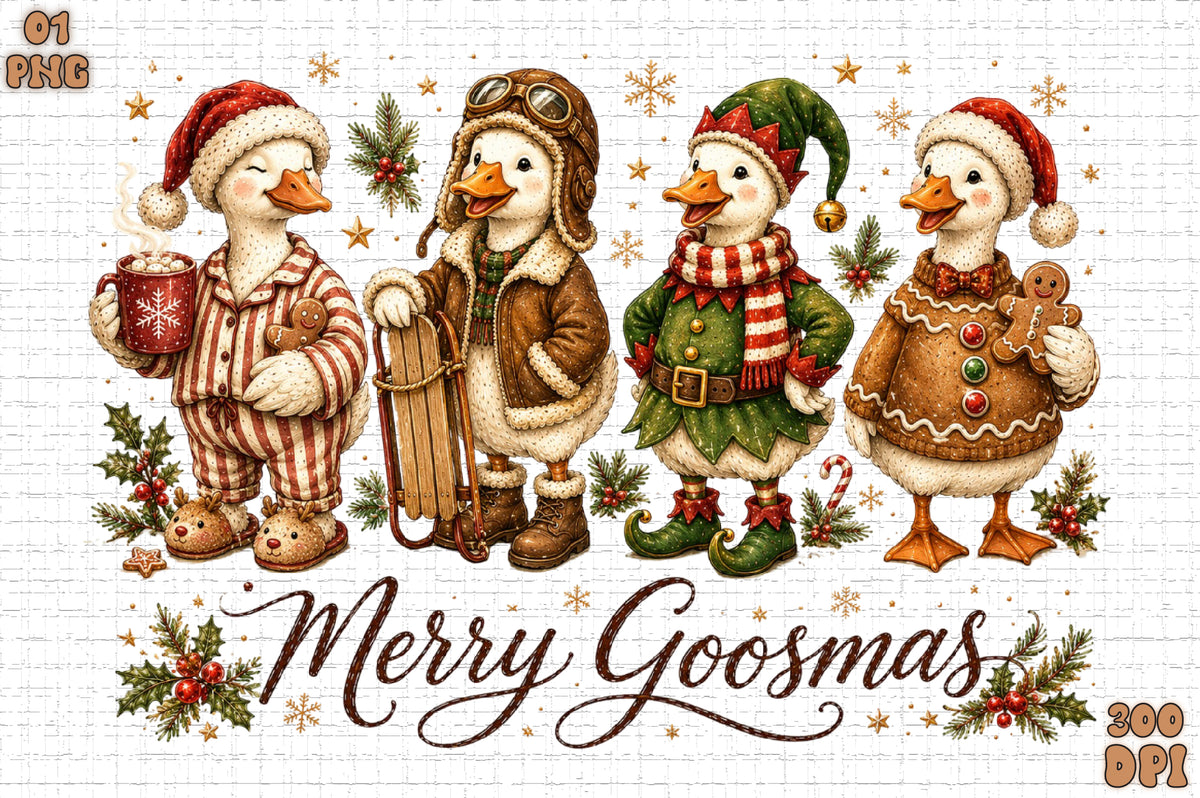 Merry Goosmas Christmas Goose PNG