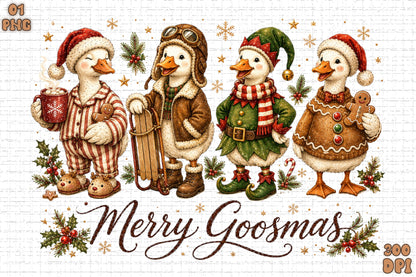 Merry Goosmas Christmas Goose PNG