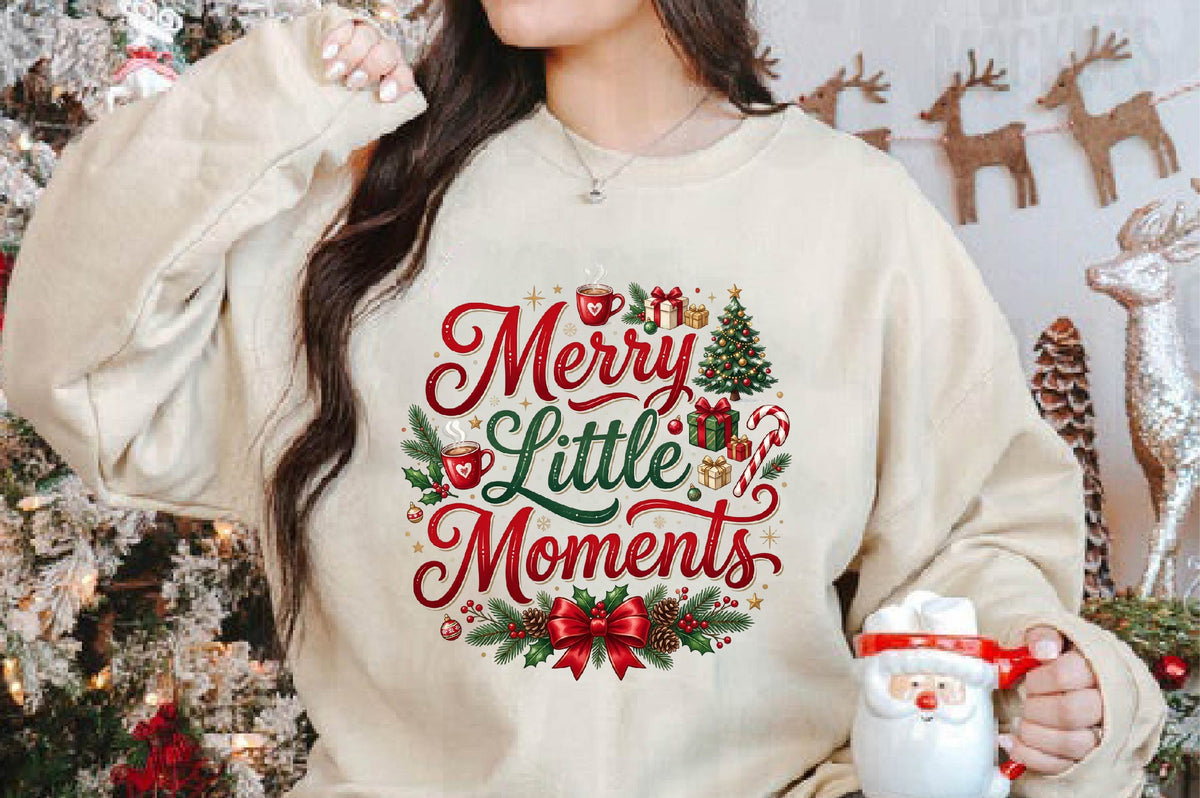 Merry Little Moments PNG, Christmas Sublimation Design, Holiday Shirt PNG, Cozy Christmas Graphic