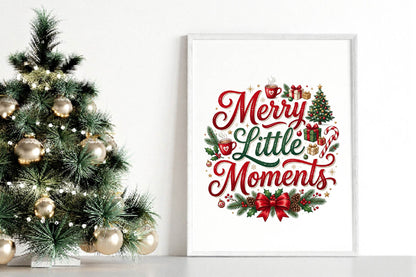 Merry Little Moments PNG, Christmas Sublimation Design, Holiday Shirt PNG, Cozy Christmas Graphic