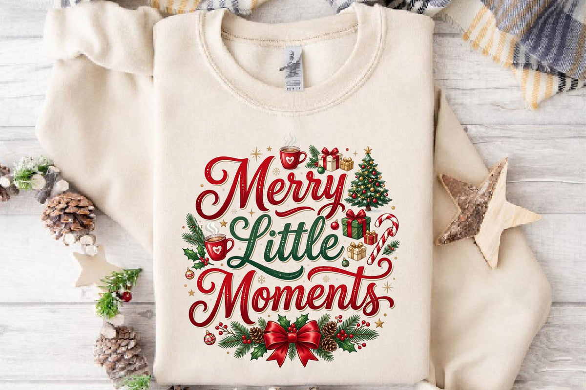 Merry Little Moments PNG, Christmas Sublimation Design, Holiday Shirt PNG, Cozy Christmas Graphic