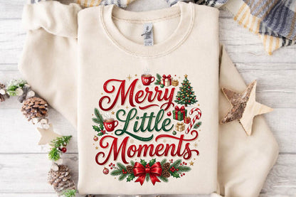 Merry Little Moments PNG, Christmas Sublimation Design, Holiday Shirt PNG, Cozy Christmas Graphic