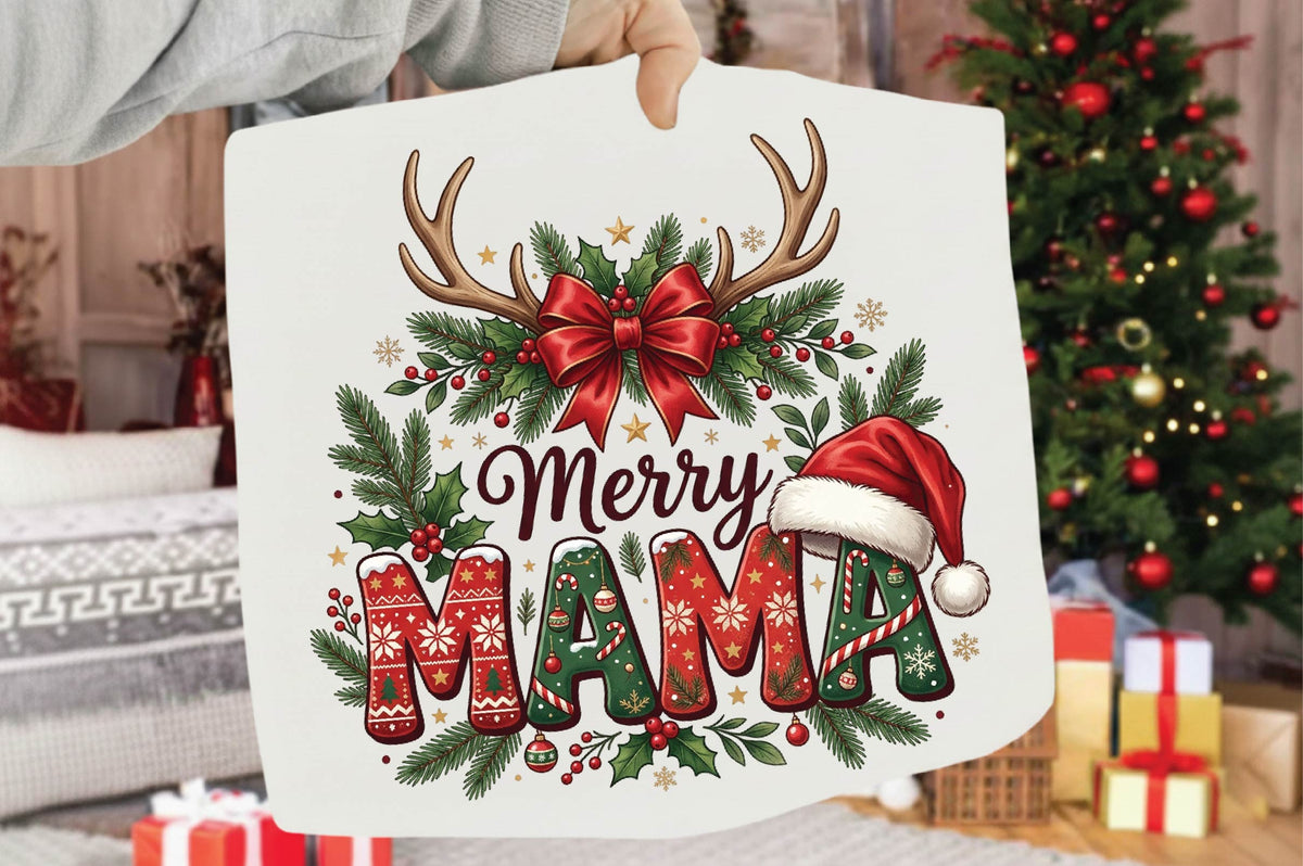 Merry Mama Christmas PNG, Christmas Mom Sublimation Design, Mama Holiday Shirt PNG