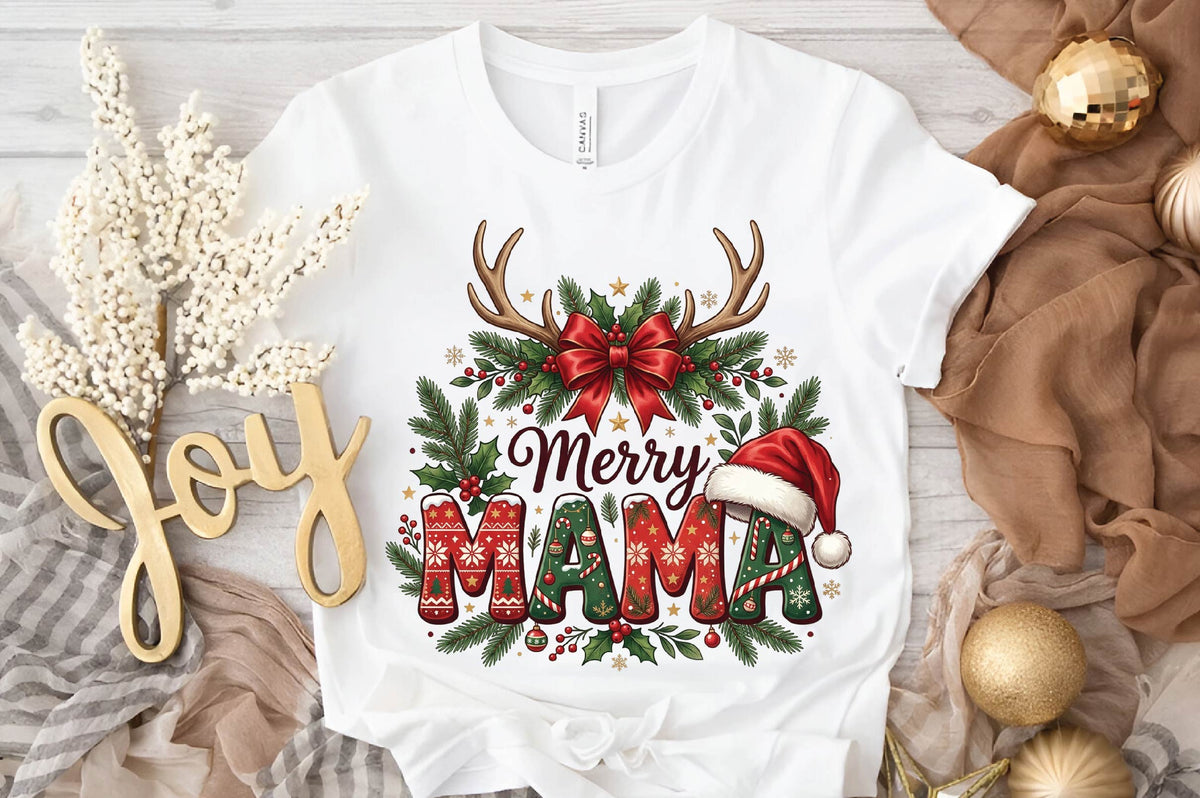 Merry Mama Christmas PNG, Christmas Mom Sublimation Design, Mama Holiday Shirt PNG