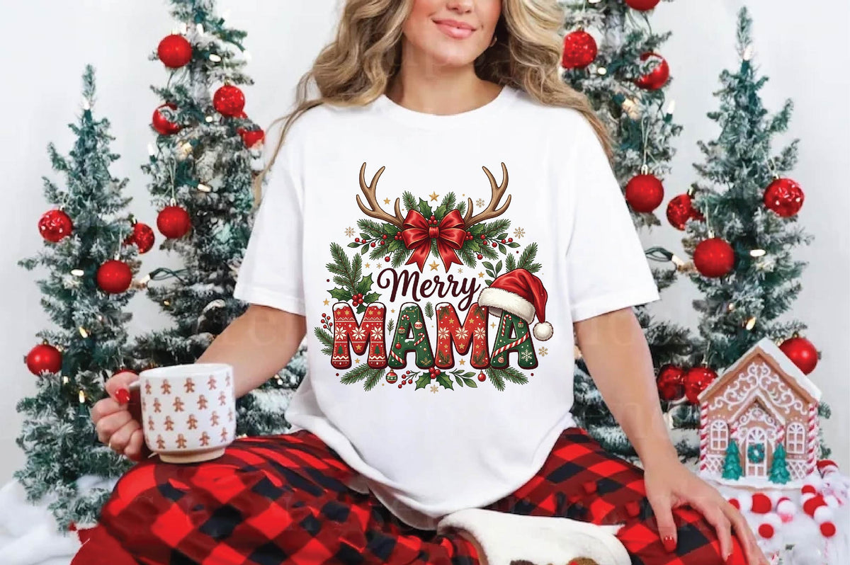 Merry Mama Christmas PNG, Christmas Mom Sublimation Design, Mama Holiday Shirt PNG