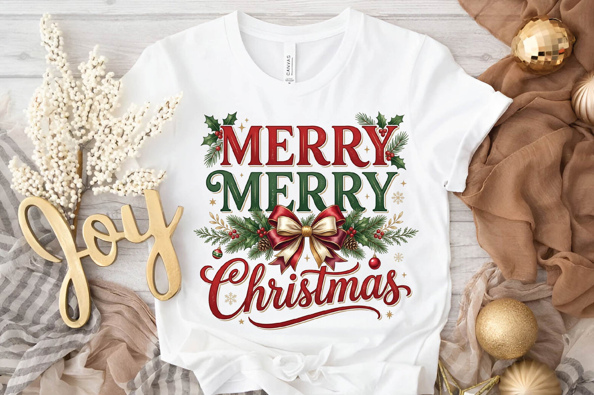 Merry Merry Christmas PNG, Christmas Sublimation Design, Holiday Shirt PNG, Festive Christmas Graphic