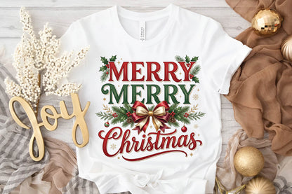 Merry Merry Christmas PNG, Christmas Sublimation Design, Holiday Shirt PNG, Festive Christmas Graphic
