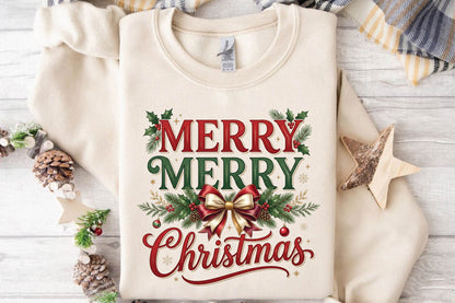 Merry Merry Christmas PNG, Christmas Sublimation Design, Holiday Shirt PNG, Festive Christmas Graphic