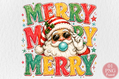 Merry Santa Christmas PNG Sublimation