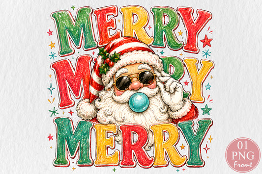 Merry Santa Christmas PNG Sublimation