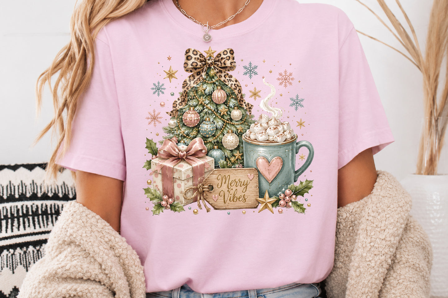 Merry Vibes Christmas Tree Hot Cocoa Gift PNG Sublimation