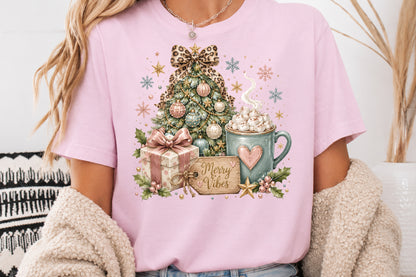 Merry Vibes Christmas Tree Hot Cocoa Gift PNG Sublimation