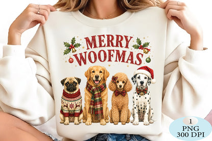 Merry Woofmas Christmas Dogs PNG