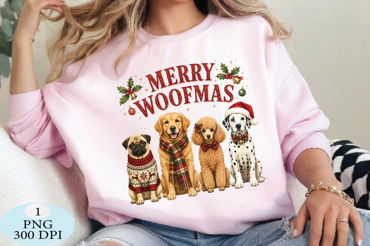 Merry Woofmas Christmas Dogs PNG