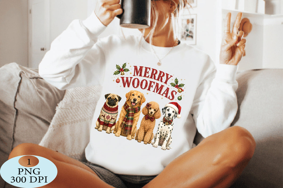 Merry Woofmas Christmas Dogs PNG