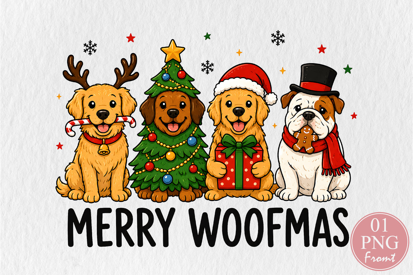 Merry Woofmas Christmas Dog PNG Sublimation Design