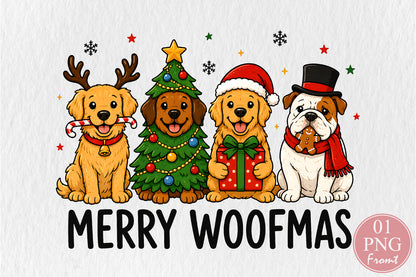 Merry Woofmas Christmas Dog PNG Sublimation Design