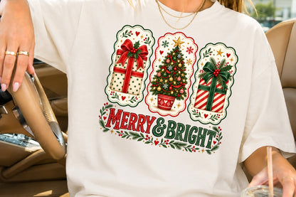 Merry and Bright Christmas PNG Sublimation Design