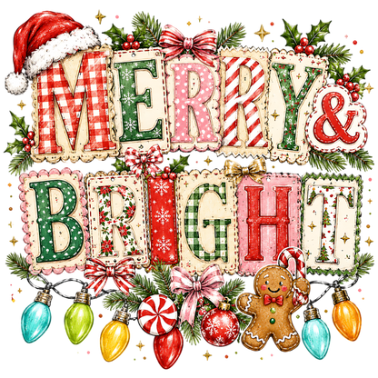 Merry and Bright Christmas Quote PNG