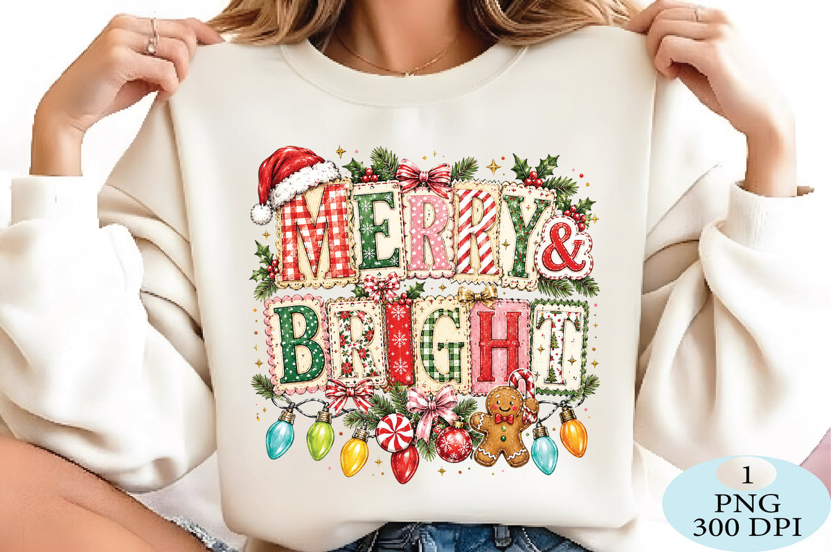 Merry and Bright Christmas Quote PNG