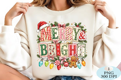 Merry and Bright Christmas Quote PNG