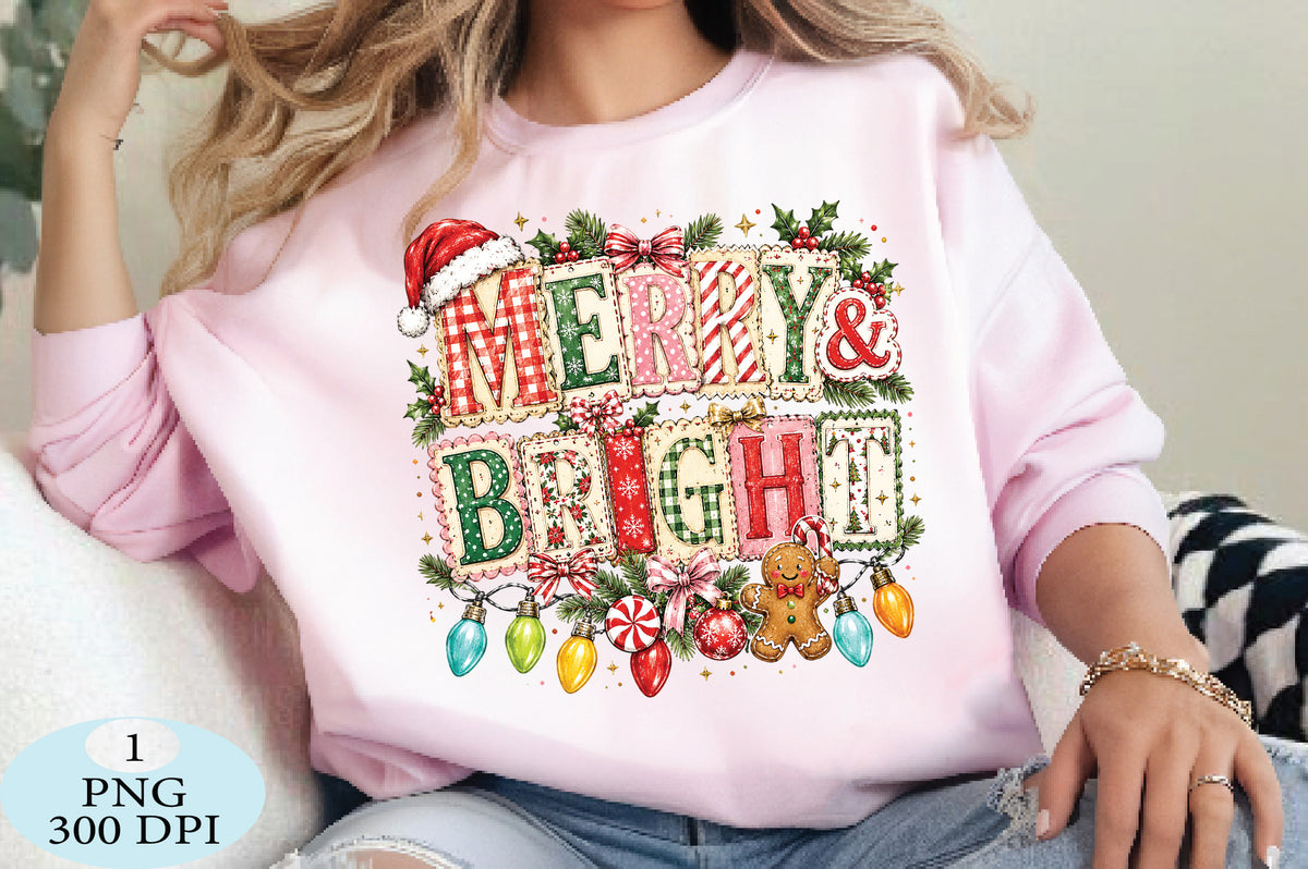 Merry and Bright Christmas Quote PNG