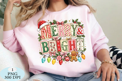 Merry and Bright Christmas Quote PNG