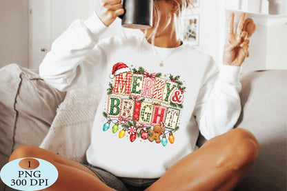 Merry and Bright Christmas Quote PNG