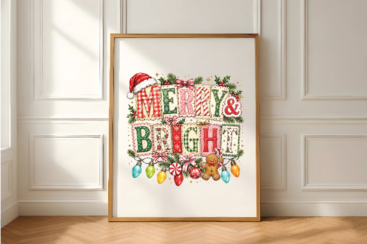 Merry and Bright Christmas Quote PNG