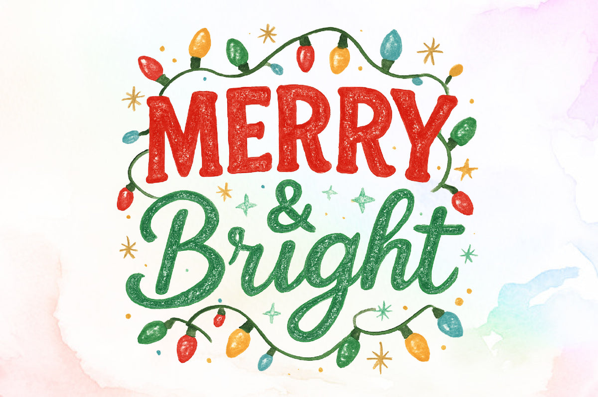 Merry and Bright Christmas Lights PNG