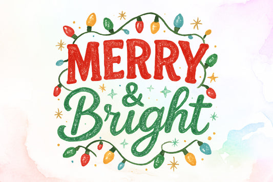 Merry and Bright Christmas Lights PNG