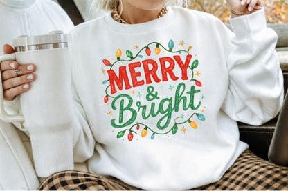 Merry and Bright Christmas Lights PNG