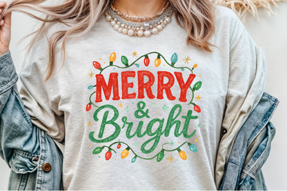 Merry and Bright Christmas Lights PNG