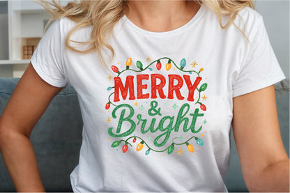 Merry and Bright Christmas Lights PNG