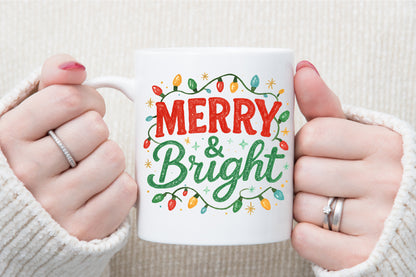 Merry and Bright Christmas Lights PNG