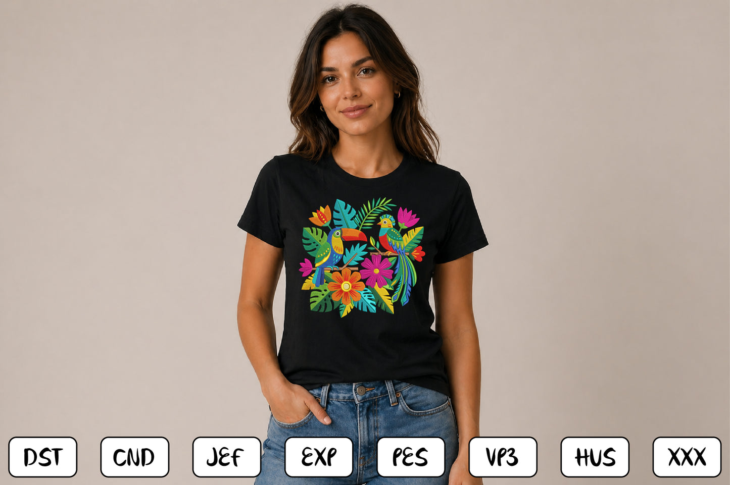 Mexican Toucan Embroidery Bundle – Colorful Tropical Birds & Mexican Folk Art Machine Embroidery Designs