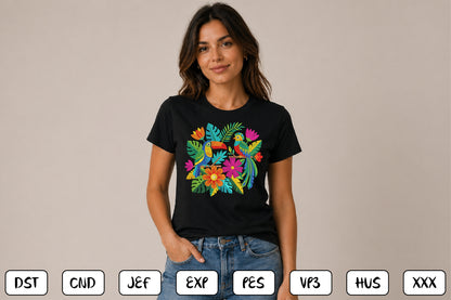 Mexican Toucan Embroidery Bundle – Colorful Tropical Birds & Mexican Folk Art Machine Embroidery Designs